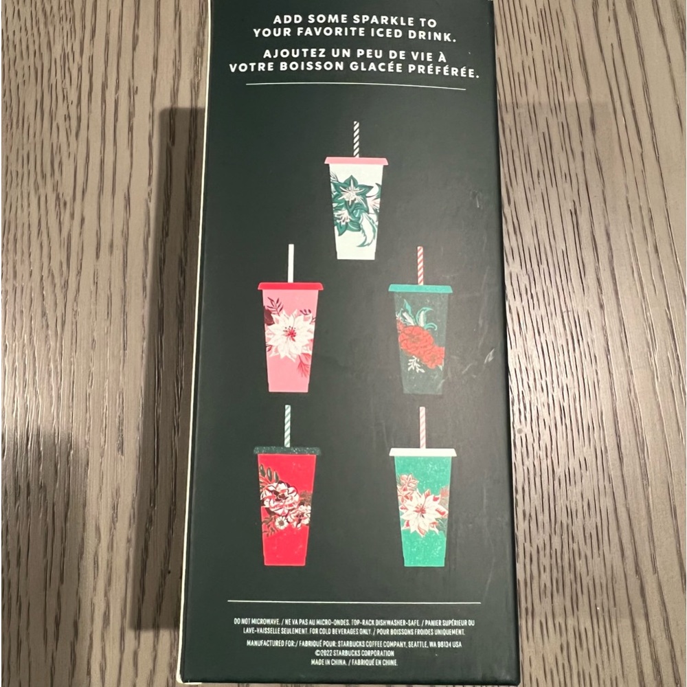 𝅺Starbucks 5 Lt.Edition Glitter Holiday Floral Reusable 24oz Cold Cups Coffee - Picture 4 of 8